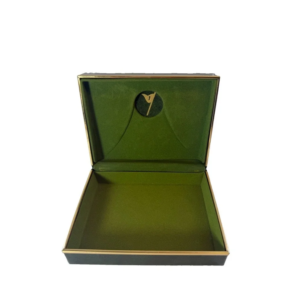 Vintage Country Club Golf Gift Box Empty Case with Polished Brass Metal Accent